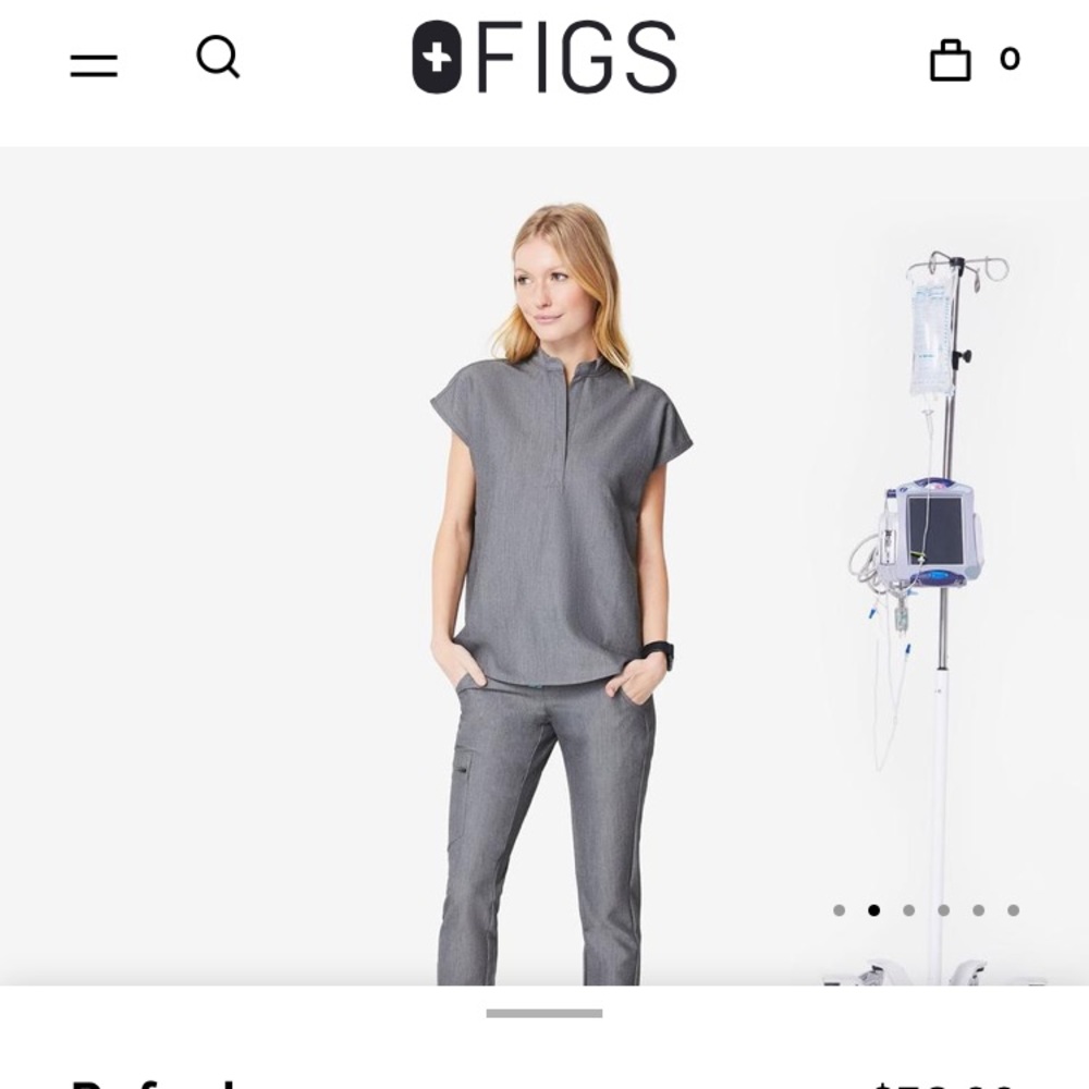 FIGS Rafaela Scrub Top XS Grey